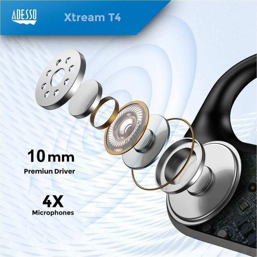 Adesso XtreamT5 Open-Ear Bluetooth Water Resistant Earbuds - Stereo
