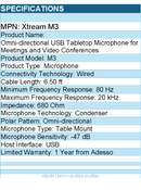 Adesso Xtream M3 Wired Condenser Microphone - 6.50 ft - 80 Hz to 20 kHz