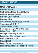 Adesso XtreamP1 USB Single-Sided Headset with Adjustable Microphone