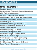 Adesso XtreamP500 - Bluetooth stereo headphone with built in microphone