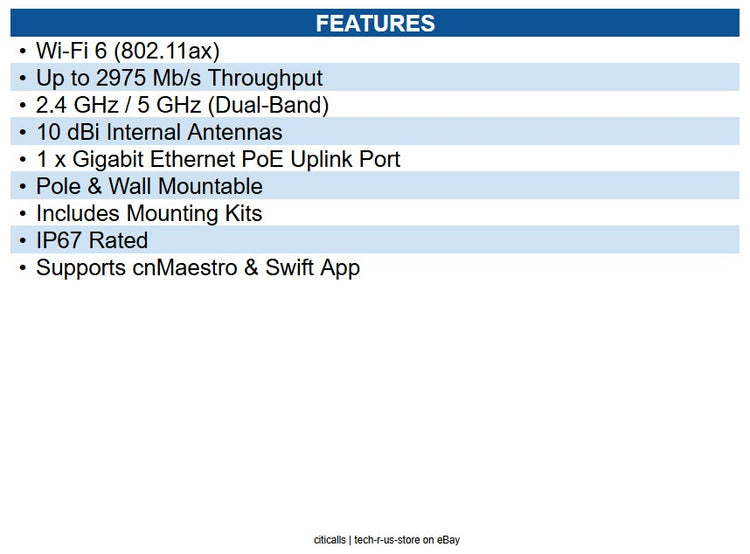 Cambium Networks XV2-23T0B00-US Outdoor Dual radio WiFi 6 AP Omni 2x2, GbE. US