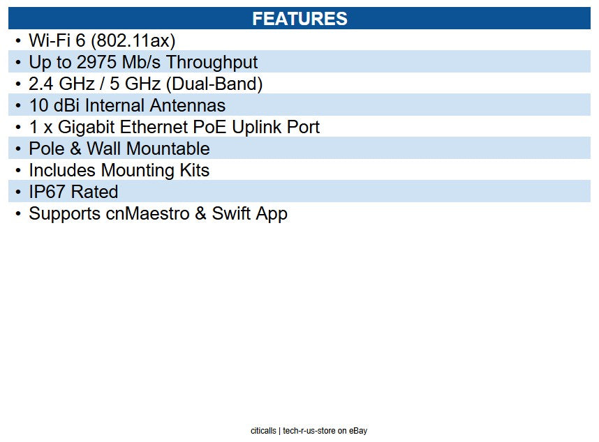 Cambium Networks XV2-23T0B00-US Outdoor Dual radio WiFi 6 AP Omni 2x2, GbE. US