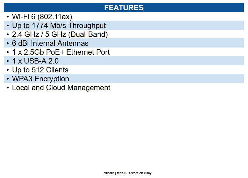 Cambium Networks XV2-2X00A00-US Indoor Dual Radio Wi-Fi 6 2x2 AP, 2.5GbE, US.