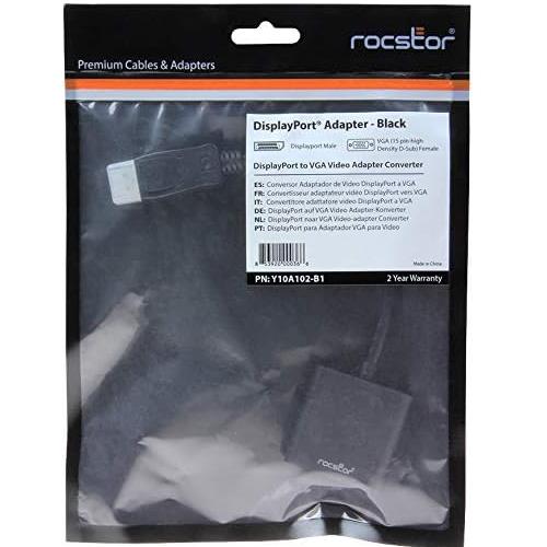 Rocstor Y10A102-B1 DisplayPort Male to VGA Female Adapter Black Retail