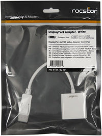 Rocstor Y10A102-W1 DisplayPort Male to VGA Female Adapter White Retail