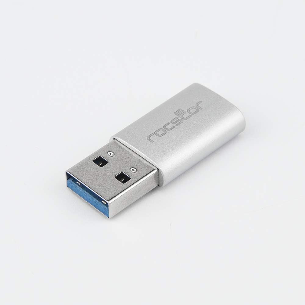 Rocstor Y10A207-A1 USB Male t USB-C Female Connector Adapter Aluminium Silver