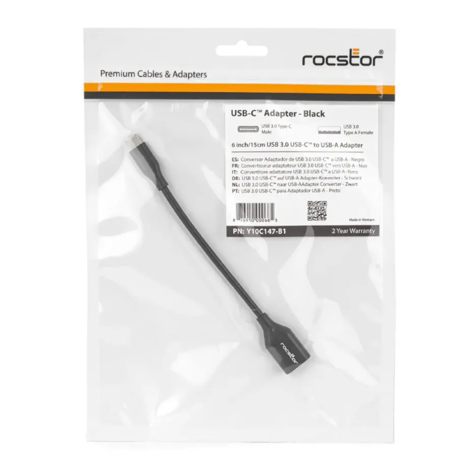 Rocstor Y10C147-B1 Adapter USB-C to USB-A USB Type-C Male to USB 3.0 type-A