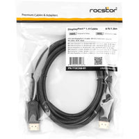 Rocstor Y10C268-B1 DP1.4 Cable DP to DP M M 6ft Gold Plated Black Retail