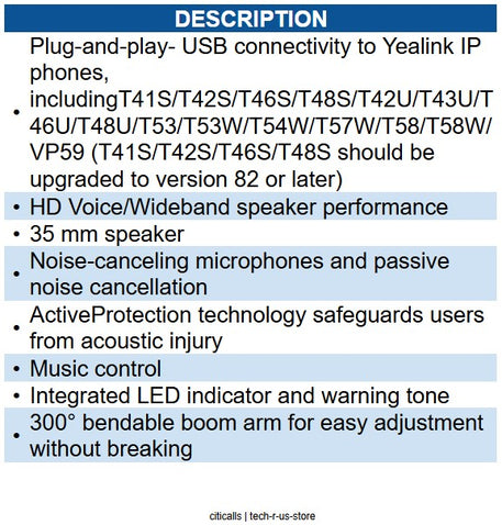 Yealink YEA-UH35-MONO-TEAMS-USB-CA 1308165 UH35 Mono Teams USB-C/A