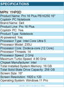 Dell YHP0D Pro 16 Plus PB16250 16" Copilot+ PC Notebook - Full HD Plus