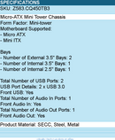 In Win Z583.CQ450TB3 Z Series Micro-ATX Mini Tower Chassis - Computer Case