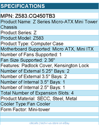 In Win Z583.CQ450TB3 Z Series Micro-ATX Mini Tower Chassis - Mini-tower