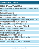 In Win Z589.CQ450TB3 Z Series Micro-ATX Mini Tower Chassis - Black, Silver