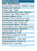 Lenovo ZAF00043US Tab One TB305FU Tablet - 8.7" HD -MediaTek Helio G85 Octa-core