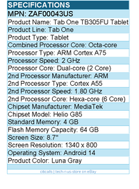 Lenovo ZAF00043US Tab One TB305FU Tablet - 8.7" HD -MediaTek Helio G85 Octa-core