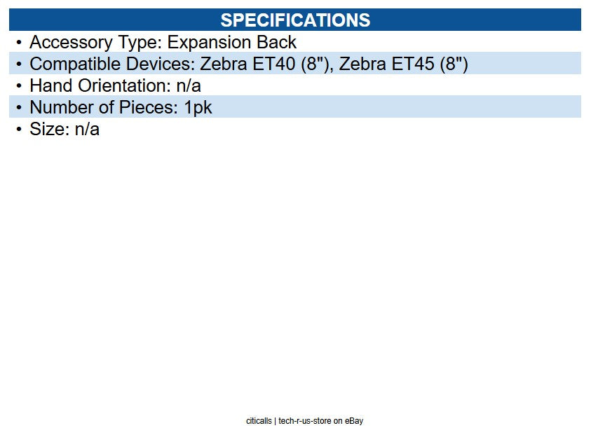 Zebra ZBK-ET4X-8BTRYBK1-01 ET4X 8" Expansion Back for PowerPack External Battery
