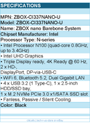 Zotac ZBOX-CI337NANO-U ZBOX nano Barebone System - Mini PC