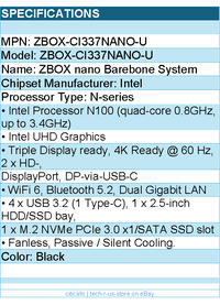 Zotac ZBOX-CI337NANO-U ZBOX nano Barebone System - Mini PC