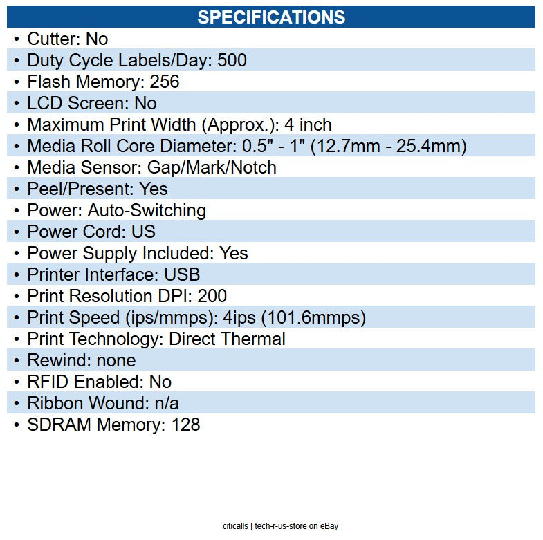 Zebra ZD22042-D11G00EZ ZD220 Desktop Direct Thermal Printer Monochrome - Label