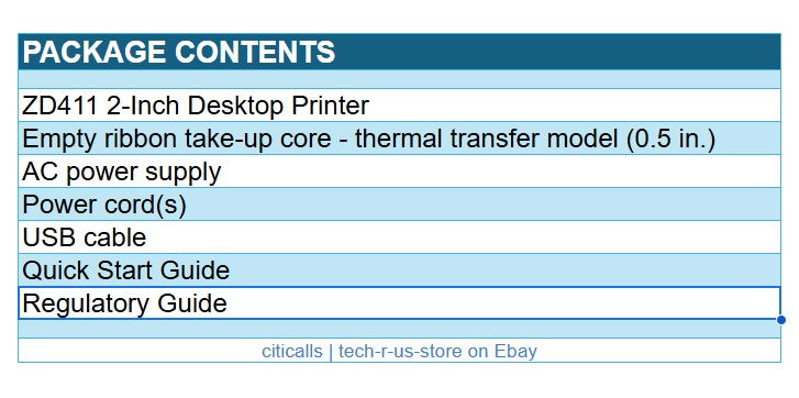 Zebra ZD4A022-D01X01EZ ZD411 Direct Thermal Printer Label Receipt USB ETH NFC BT