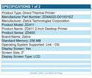 Zebra ZD4A022-D01X01EZ ZD411 Direct Thermal Printer Label Receipt USB ETH NFC BT