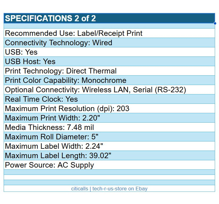 Zebra ZD4A022-D01X01EZ ZD411 Direct Thermal Printer Label Receipt USB ETH NFC BT