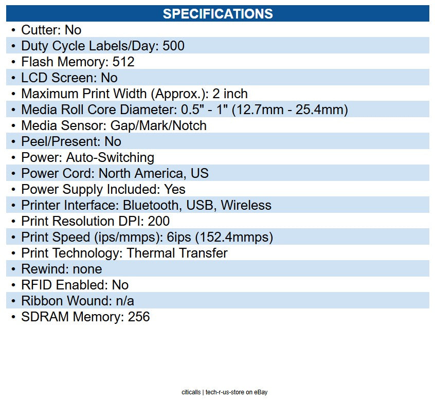 Zebra ZD4A022-T01W01EZ ZD411T Desktop Thermal Transfer Printer Monochrome, Label