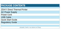 Zebra ZD4A023-D01W01EZ ZD411d Direct Thermal Printer Label Receipt USB WF NFC BT