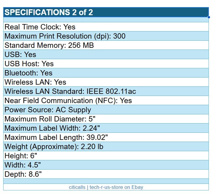 Zebra ZD4A023-D01W01EZ ZD411d Direct Thermal Printer Label Receipt USB WF NFC BT