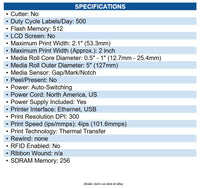 Zebra ZD4A023-T01E00EZ ZD411T Desktop Thermal Transfer Printer Monochrome Label