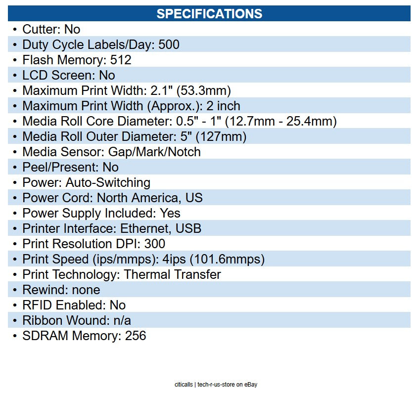 Zebra ZD4A023-T01E00EZ ZD411T Desktop Thermal Transfer Printer Monochrome Label