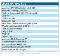 Zebra ZD4A043-301M00EZ ZD421 Thermal Printer Mono 4.25" Label Receipt USB BT NFC