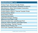 Zebra ZD4A043-C01W01EZ ZD421c Thermal Printer Mono Label Receipt USB BT WiFi NFC