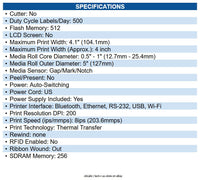 Zebra ZD6A042-301R01EZ Thermal Transfer Printer (74/300M) ZD621; 203 dpi, USB