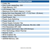 Zebra ZD6A042-D11F00EZ ZD621 Desktop Direct Thermal Printer Monochrome - Label/