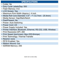 Zebra ZD6A142-301LR1EZ ZD621R Desktop Thermal Transfer Printer Monochrome Label
