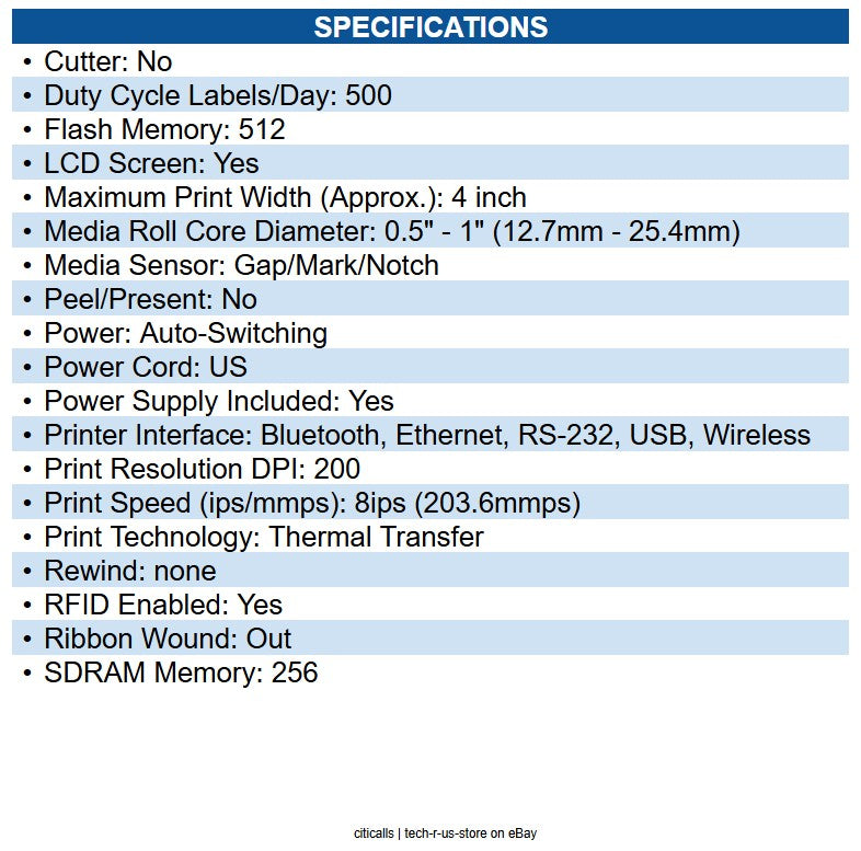 Zebra ZD6A142-301LR1EZ ZD621R Desktop Thermal Transfer Printer Monochrome Label
