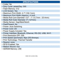 Zebra ZD6A142-301RR1EZ Thermal Transfer Printer (74/300M) ZD621R Color Touch LCD