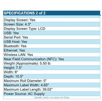 Zebra ZD6A143-301L01EZ ZD621 Thermal Printer Label Receipt USB Serial BT WF NFC