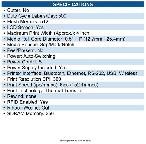 Zebra ZD6A143-301LR1EZ ZD621R Desktop Thermal Transfer Printer Monochrome Label