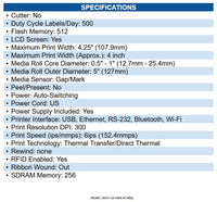 Zebra ZD6A143-301RR1EZ Thermal Transfer Printer (74/300M) ZD621R, Color Touch