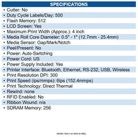 Zebra ZD6A143-D41L01EZ Direct Thermal Printer ZD621, Color Touch LCD; 300 dpi