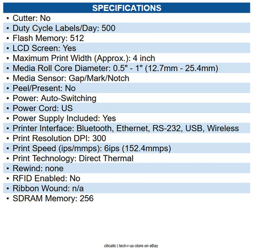 Zebra ZD6A143-D41L01EZ Direct Thermal Printer ZD621, Color Touch LCD; 300 dpi