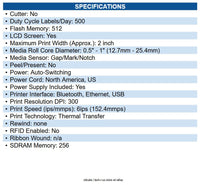 Zebra ZD6AH23-T01B01EZ ZD611t-HC Desktop Thermal Transfer Printer Monochrome