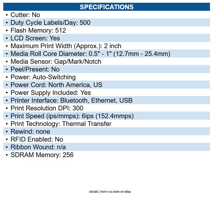 Zebra ZD6AH23-T01B01EZ ZD611t-HC Desktop Thermal Transfer Printer Monochrome