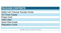 Zebra ZD6AH43-301F00EZ ZD621-HC Thermal Printer Label Receipt USB Serial BT NFC