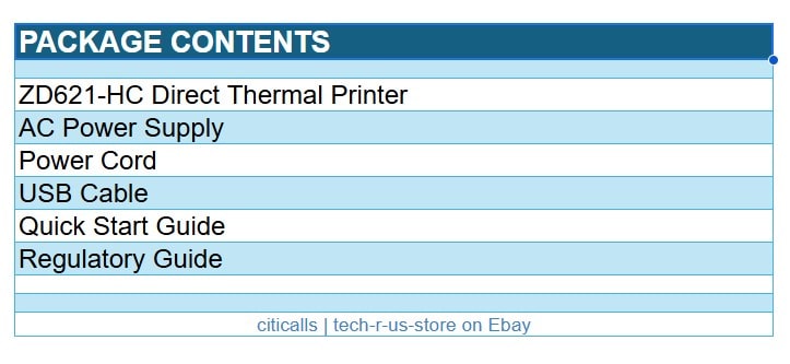 Zebra ZD6AH43-D01F00EZ ZD621-HC Direct Thermal Label Printer USB Serial BT NFC
