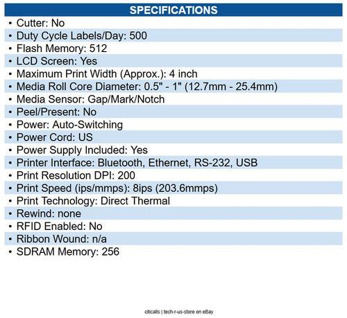 Zebra ZD6AL42-D01F00EZ ZD621-HC Desktop Direct Thermal Printer Monochrome Label