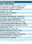 Microsoft ZGX-00038 Surface Laptop 7 13.8" Touchscreen Copilot+ PC Notebook