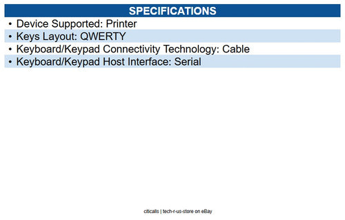 Zebra ZKDU-001-00 ZKDU Keyboard Cable Connectivity - Serial Interface - 62 Key